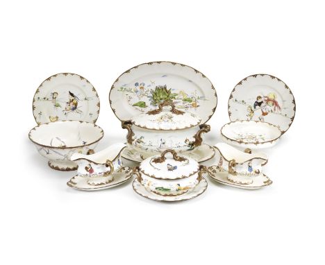 An extensive late 19th century Creil et Montereau porcelain service, décor 'Parisien'designed by Antoine-Albert Richard, call