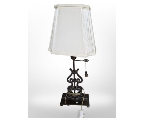 A contemporary patinated metal table lamp, height 64 cm 
