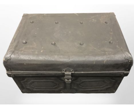 A painted Victorian tin trunk, width 68cm. 