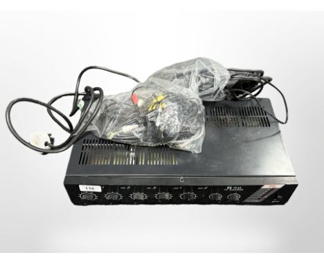 A TOA PA amplifier A-30E with a quantity of leads. 