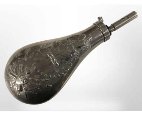 A reproduction American Civil War shot flask.