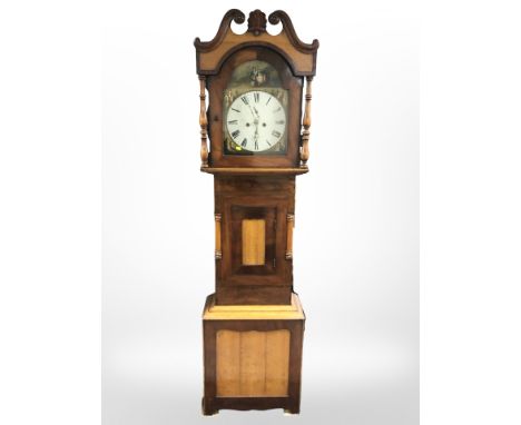 A Victorian mahogany and oak 30 hour longcase clock, with pendulum and weight, painted 12" dial, height 221cm. 