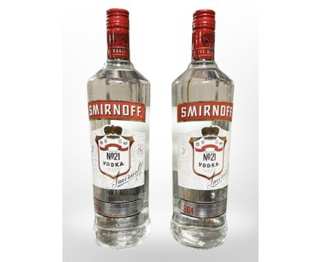 Two 1L bottles of Smirnoff No21 vodka. (2) 