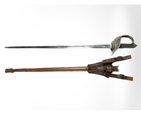A British 1897 pattern Infantry Officer's sword, 82cm blade etched with George V cypher, hilt etched with Edward VII cypher, 