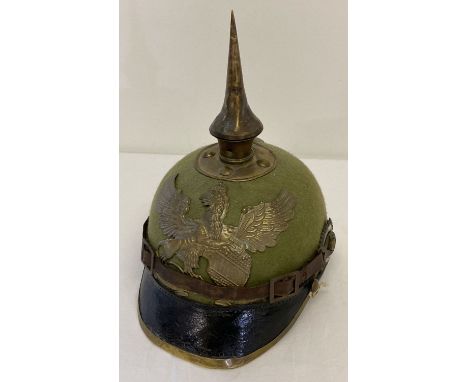 A replica WWI style Baden Ersatz pickelhaube infantry unit.  