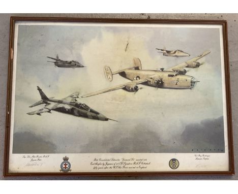 A framed and glazed Eric Day print of B24 Consolidated Liberator "Diamond Lil." Escorted into East Anglia by Jaguars of 41(F)