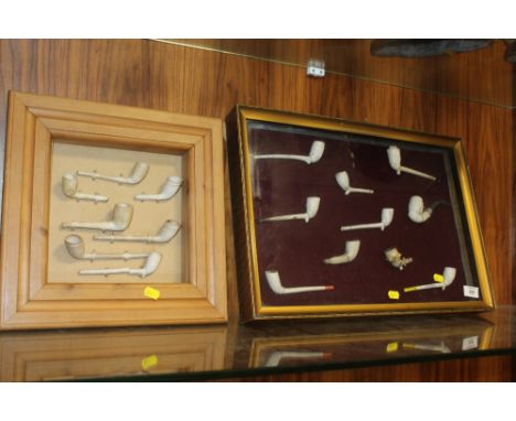 TWO FRAMED CLAY PIPE DISPLAYS