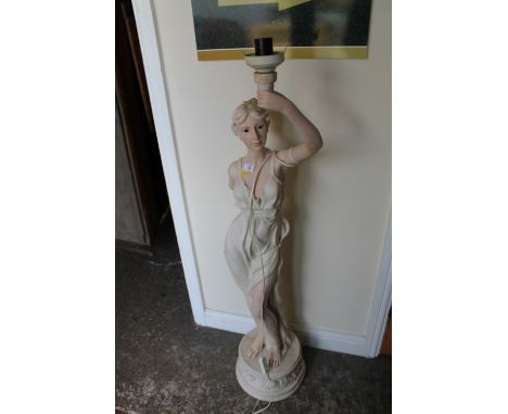 A FEMALE FIGURAL RESIN STANDARD LAMP A/F - ARM MISSING