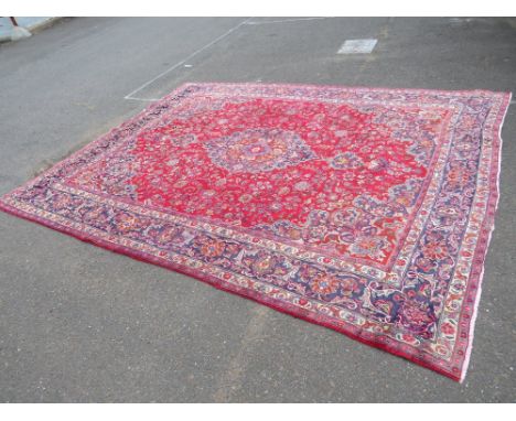 A VERY LARGE PERSIAN WOOLLEN RUG 380 X 292  -  A/F REPLACEMENT PATCH