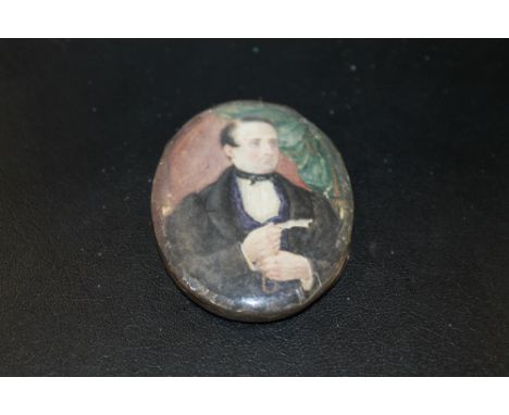 A 19TH CENTURY HAND PAINTED PORTRAIT MINIATURE