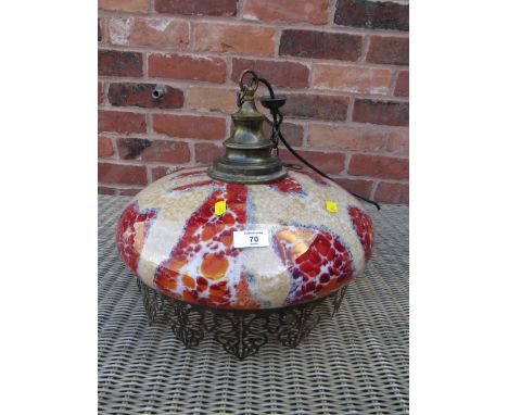A RETRO COLOURED GLASS CEILING LIGHT FITTING 