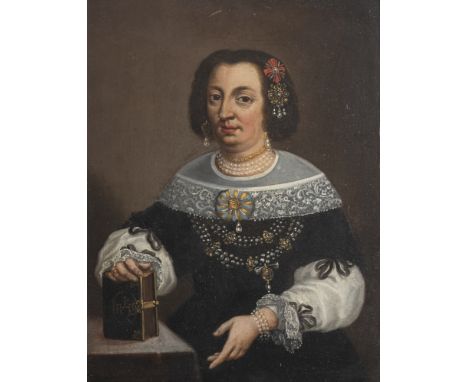 Deutsche Schule17./18. Jhdt.26 x 19,5 cmPortrait der "Anna Maria Müllerin von Freyburg auf Ander Cast'l". Öl/Metall, rückseit