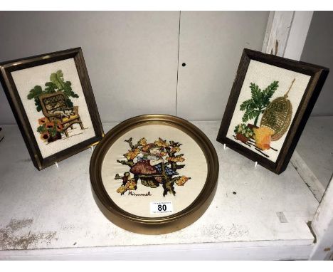 A gilt framed Hummel tapestry and 2 unnamed others