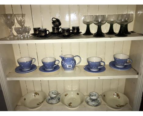 A set of 6 Tanaka Japan cups &amp; Saucers, Royal Albert Forget-Me-Not cups &amp; saucers, glassware &amp; bowls etc. 