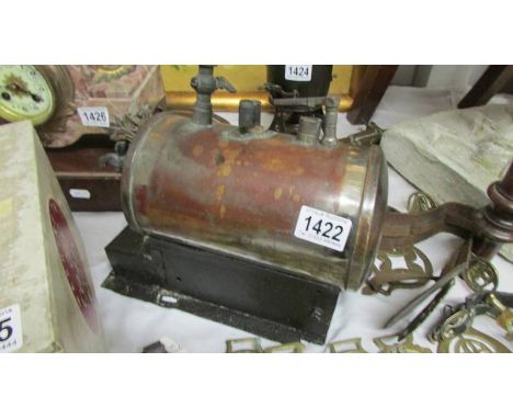 A large early 20th-century stationery steam engine/boiler.*Condition report*Boiler Diameter 13.5cm, Length not including tops