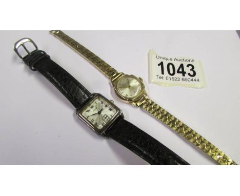 A 9ct gold Doric 17 jewel wrist watch on gilt bracelet and an silver Accurist wrist watch.