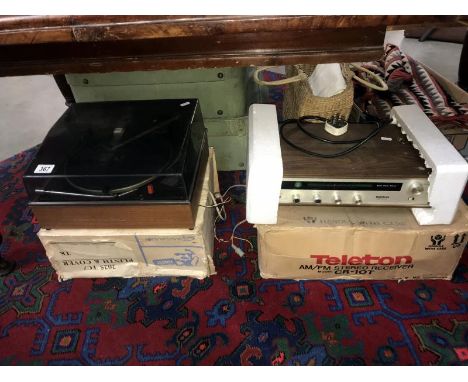 A Vintage Garrard 2025+C . Cover cracked, box off and a Teleton Am/FM stereo receiver model C8 CR-IOT both untested