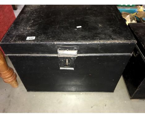 A metal trunk/deed box (61cm x 46cm x 46cm high) *Collect Only*