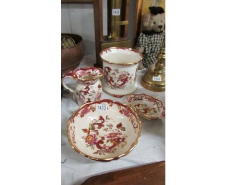 A Mason's 'Mandalay Red' pattern jug, planter, large bowl and small dish.