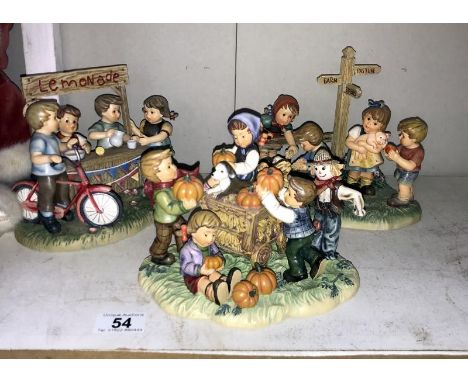 3 Goebel Hummel figure groups, Happy Harvest, Farmyard Feeding and Summertime Fun.*Condition report*All undamaged, no boxes.