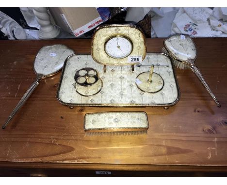 A fabulous 7 piece vintage dressing table set including clock