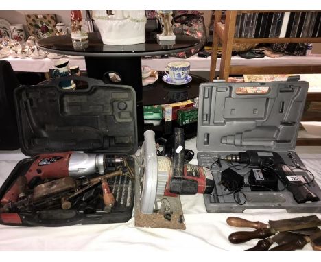 3 electric hand tools including 2 drills &amp; circular saw (COLLECT ONLY)