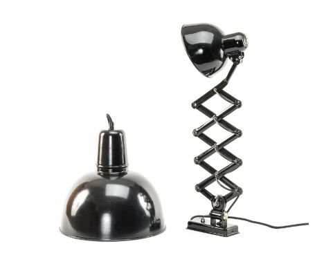 TWO ITEMS OF CONTEMPORARY LIGHTING including, Fritz Hansen Kaiser Idell 6718 scissor wall lamp, gloss black, Bolich Koln Pend