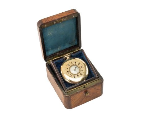 9CT GOLD SLIM SWISS HALF HUNTER POCKET WATCH, import marks for London 1934, cover with blue enamelled Breguet numeral chapter