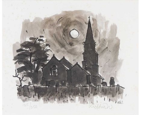 SIR KYFFIN WILLIAMS RA limited edition (125/250) print - 'Moonlit Anglesey Church', signed, numbered and initialled in pencil
