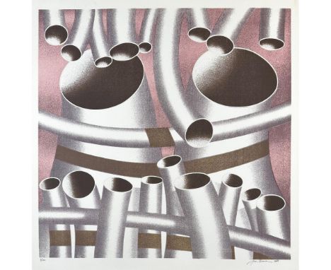 Silkscreen titled Pipes. Signed lower right numbered 4/200. Year 1976 Sight size 26.5" x 25.5"
