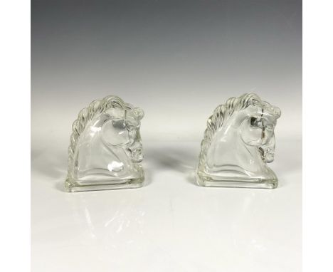 Vintage glass horse head with a smooth, textured body, intricate mane details, and a hollow interior. Dimensions: 5"L x 3.5"W
