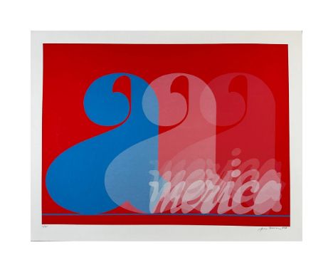 Silkscreen titled America. Signed lower right numbered 16/200. Year 1977 Sight size 33.5" x 26"