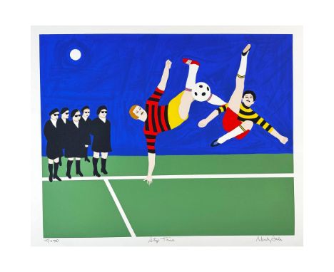 Screenprint titled Stop Time (Soccer) Year 1980 Signed lower right numbered 45/250 Sight size 30.5" x 26"