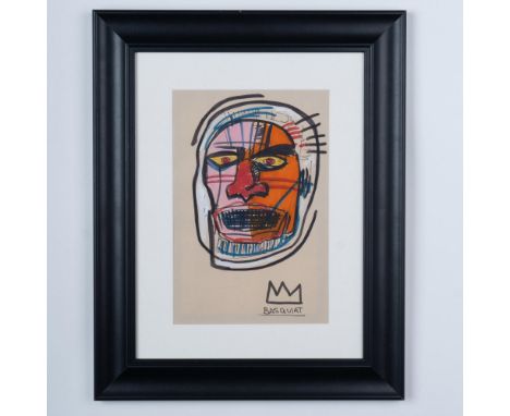 Striking drawing on ivory paper made with bold color markers, ink pen, and white gouache attributed to Neo-Pop Expressionist 