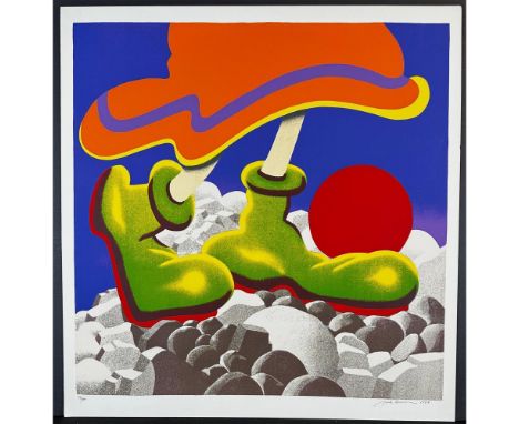 Silkscreen titled Girl With Beachball. Signed lower right numbered 97/200. Year 1977 Sight size 26.5" x 25.5"