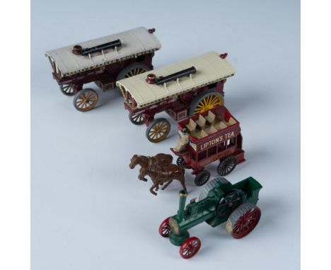 Set includes rare Lesney Models of Yesteryear number 1 Allchin Traction Engine, Lipton's Tea horse drawn double decker carria