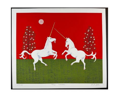 Screenprint titled Unicorn Year 1980 Signed lower right numbered 107/250 Sight size 30.5" x 26"