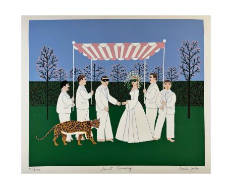 Screenprint titled Secret Ceremony Signed lower right numbered 76/250 Sight size 30.5" x 26"