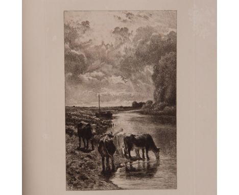 Antique etching on Marais wove paper entitled The Watering Hole (LAbreuvoir) after French artist Constant Troyons original pa