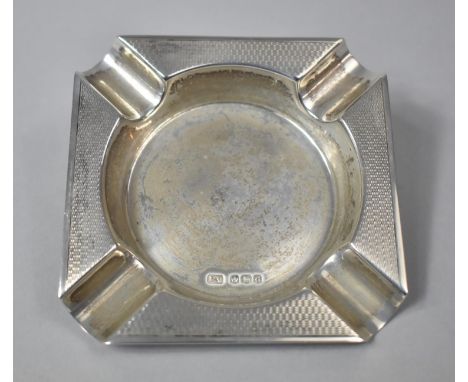 A Silver Ashtray with Engine Turned Decoration, 9cm Square 