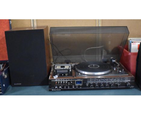 A Vintage National Panasonic Music Centre with Belt Driven Turntable, Cassette Deck and Tuner Together with Pair of Matching 
