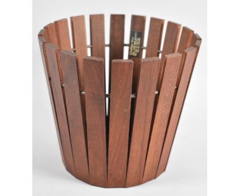 A Vintage Gladlyn Ware Planter of Tapering Cylindrical Form with Teak Panel Sides, Label Present to Inner, 20cm High 