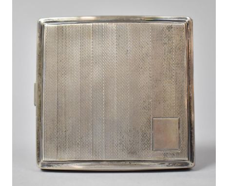 A Silver Cigarette Case with Engine Turned Decoration, 8.5cm Square 
