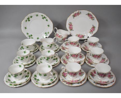 A Queen Anne Floral Decorated Tea Set together with an Ivy Colclough Example 