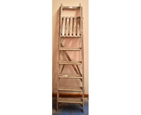 A Vintage Wooden Five Step Step Ladder 