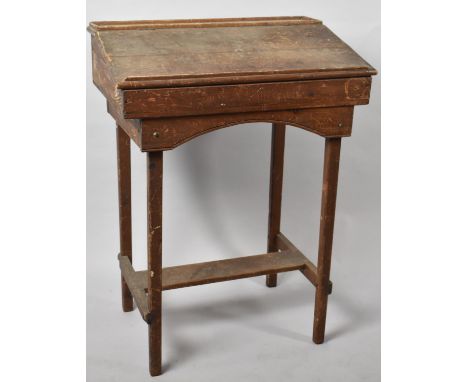 A Vintage Wooden Child's Desk with Hinged Top, 59cm wide 