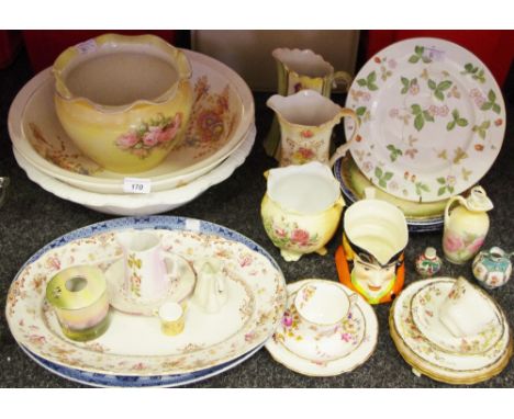 Decorative Ceramics - a Worcester miniature tyg; snuff flask; blush ivory examples; Victorian wash bowl; etc qty 