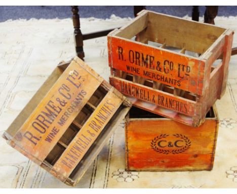 Local interest -advertising two R. Orme &amp; Co Ltd. Derbyshire Cream Sherry crates, Bakewell and branches; a C&amp;C wine c