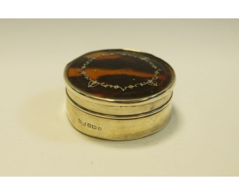 A George V silver, tortoiseshell and pique dressing table trinket box, Mappin & Webb, Birmingham 1921