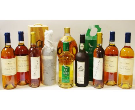 Wines and spirits - four bottles 1997 Monbazillac Chateau Pech la Calevie; two 50cl bottles Grenache Blanc Botrytise; one bot